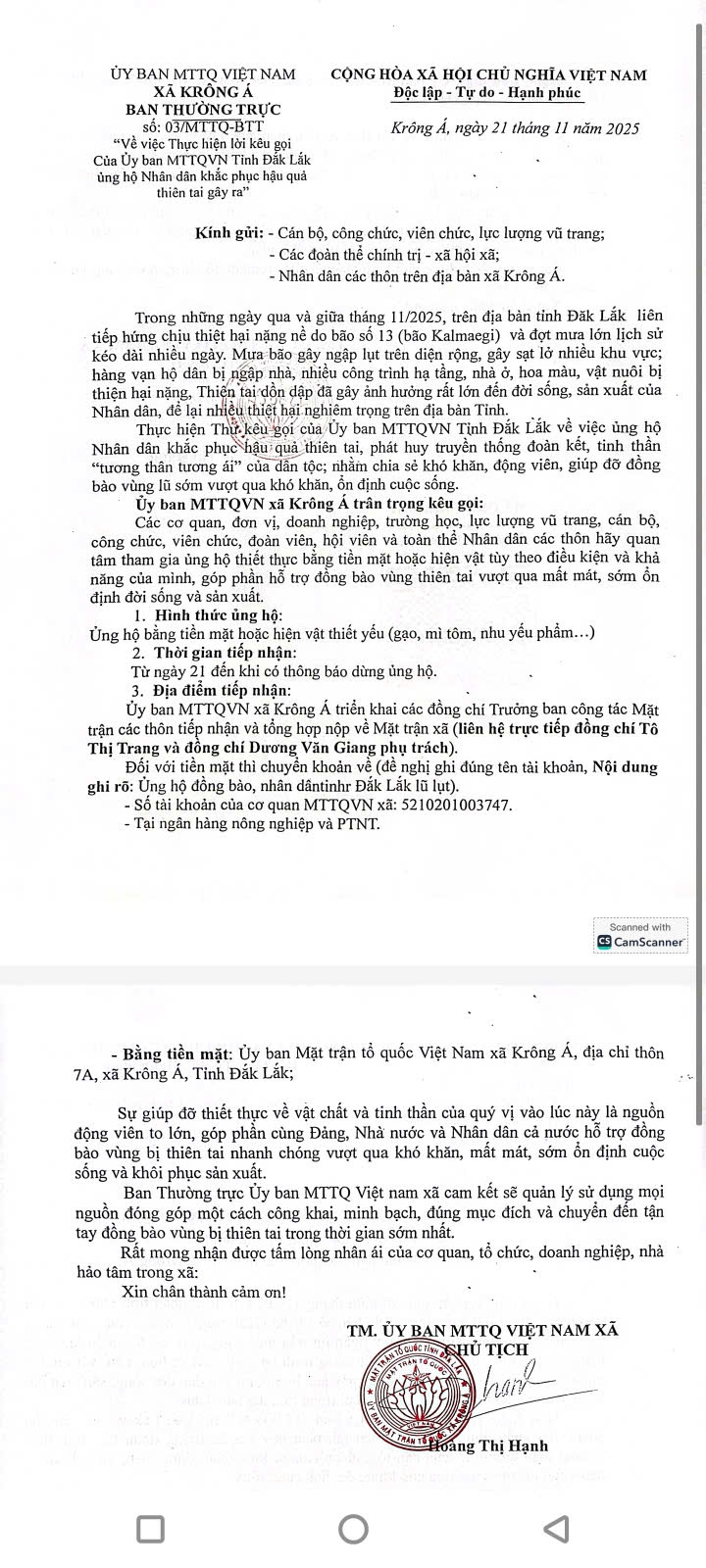 Trường THCS Phan Đình Phùng ủng hộ Nhân dân tỉnh Đắk Lắk khắc phục hậu quả thiên tai gây ra đợt I